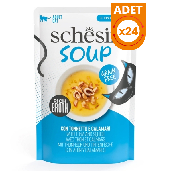 Schesir Soup Ton Balıklı ve Kalamarlı Pouch Yetişkin Kedi Çorbası