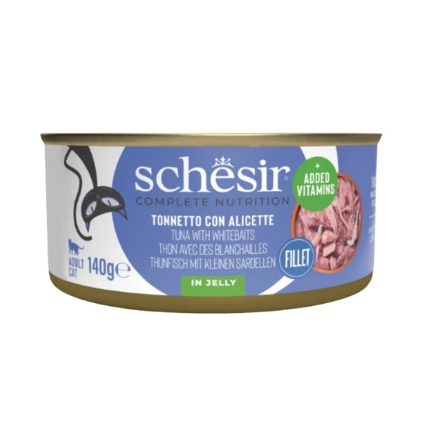 Schesir Tam ve Dengeli Jöle İçinde Ton ve Ringa Balıklı Yetişkin Konserve Kedi Maması