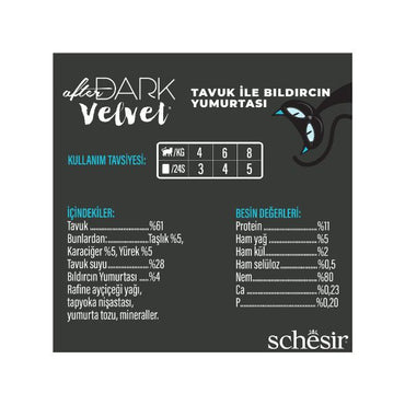 Schesir After Dark Velvet Mousse Tavuklu ve Bıldırcın Yumurtalı Yetişkin Kedi Yaş Maması