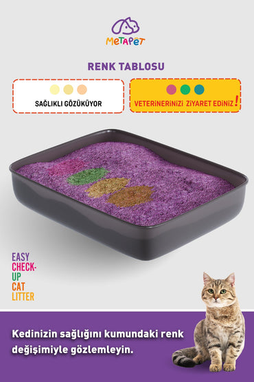 Renk Değiştiren Akıllı Kedi Kumu, Hızlı Check-Up Sağlık Göstergeli, Kokusuz Doğal Topaklaşan Bentonit, 2,6 L | SRC: Barcode: 8683941900442
