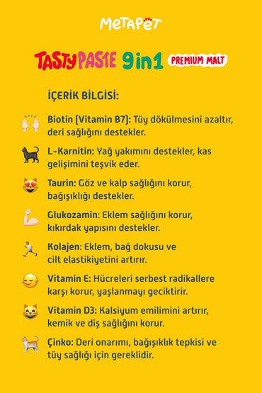 Kediler için Multi Vitamin Malt Paste, Premium Malt Macunu, Kedi Multivitamini, 100 g | SRC: Barcode: 8683941900947