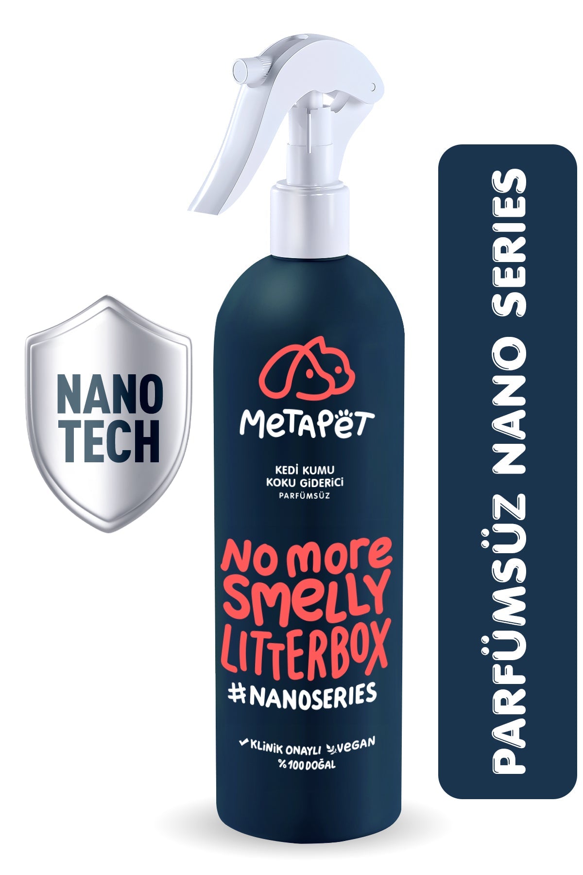 Parfümsüz Nano Kedi Kumu Koku Giderici Sprey, Doğal ve Kokusuz (Naturel) Kedi Tuvaleti için, 400 ml | SRC: Barcode: 8683941901173