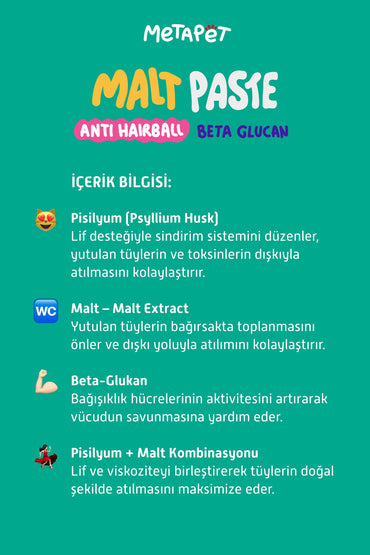 Tüy Yumağı Önleyici Kedi Maltı, Anti-Hairball Malt Paste, Mamaya veya Doğrudan Kullanım | SRC: Barcode: 8683941901289