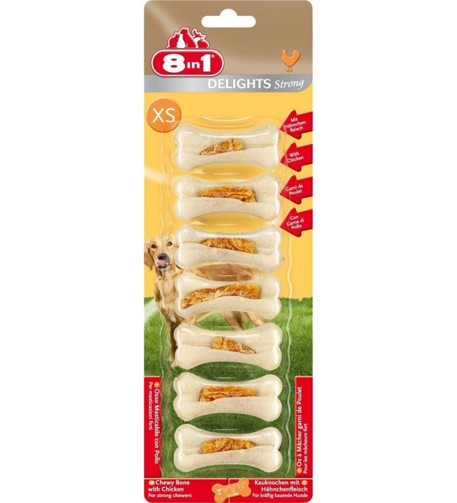 8in1 Delights Strong Tavuklu Köpek Ödül Kemiği 140 GR XS 7'LI | SRC: Barcode: 4048422110668