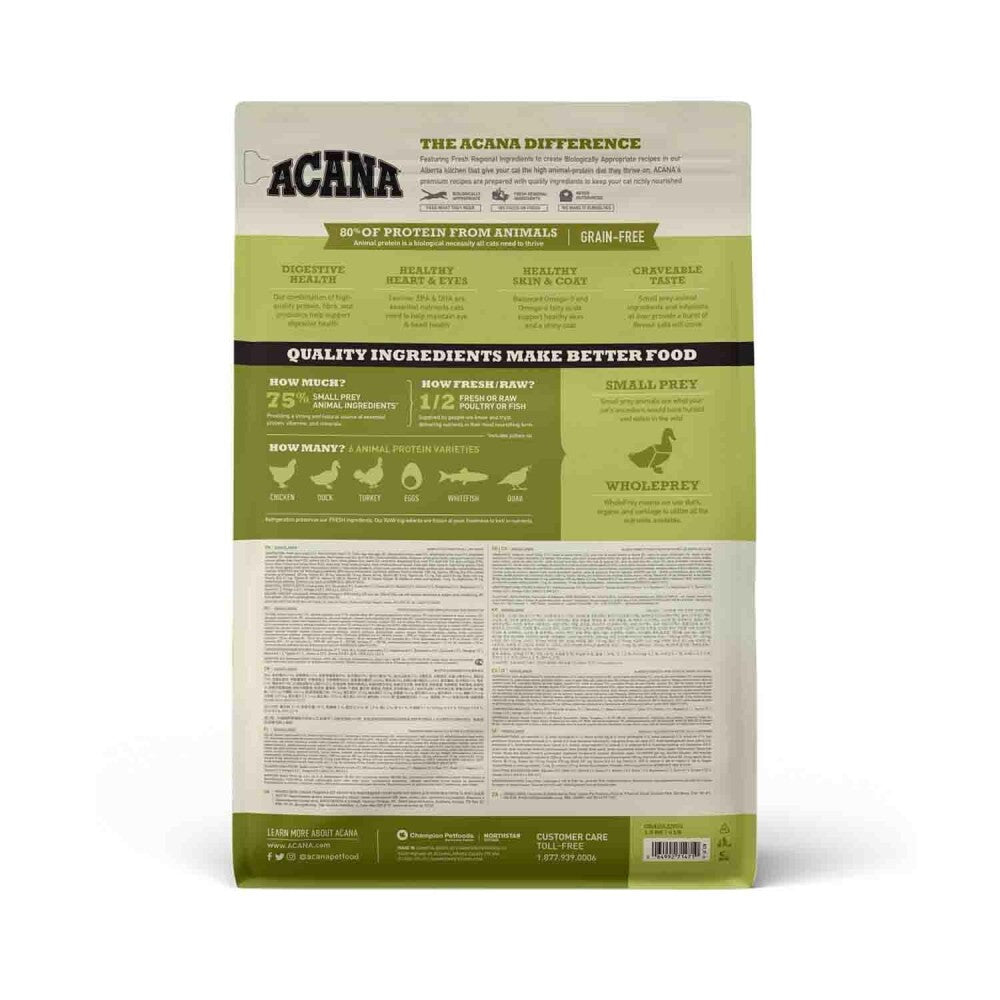Acana Grasslands Ördekli Ve Tavuklu Tahılsız Tüm Irk Ve Yaşam Evreleri İçin Kedi Maması 1.8 KG | SRC: Barcode: 064992714710