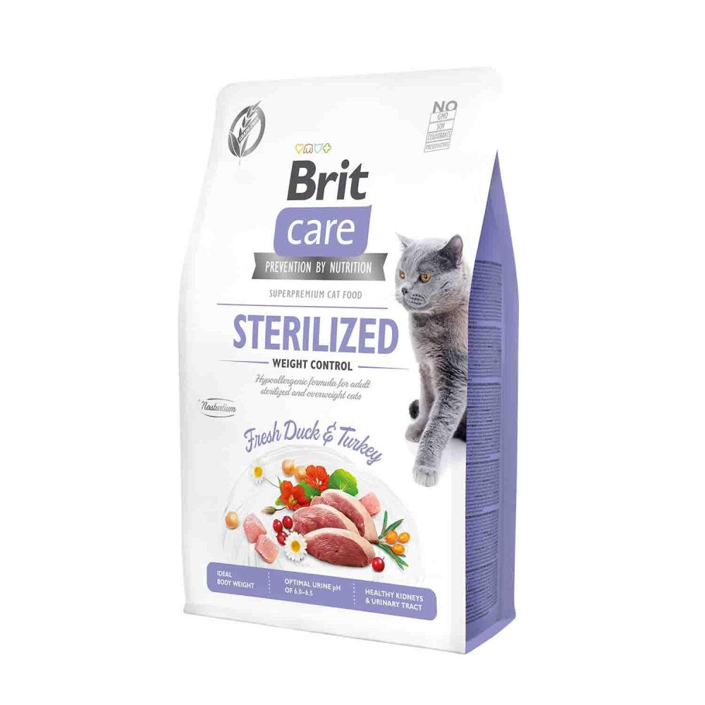 Brit Care Tahılsız Ördek Ve Hindi Etli Kısırlaştırılmış Diyet Yetişkin Kedi Maması 2 KG | SRC: Barcode: 8595602540792