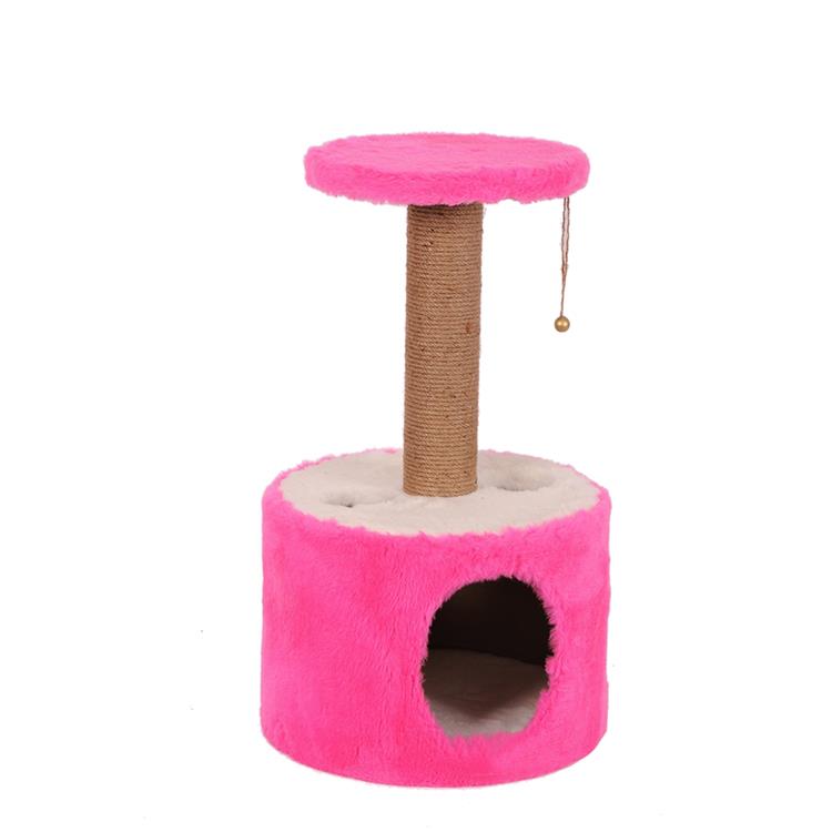 PetBurger | CatHome - Modern Sisal Kedi Tırmalama Direği ve Kapalı Peluş Kedi Evi 1 Adet Pembe | SRC: Barcode: 0739394775569