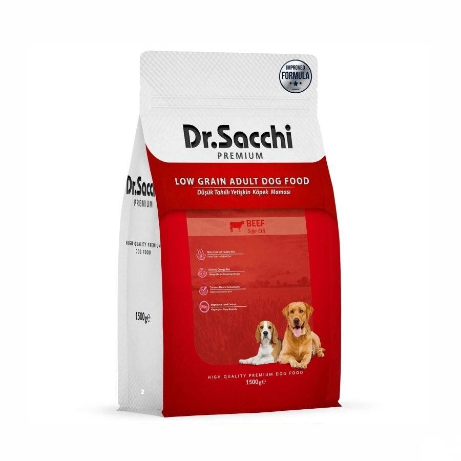 Dr. Sacchi Premium Düşük Tahıllı Sığır Etli Yetişkin Köpek Maması 1.5 KG | SRC: Barcode: 8690286595097
