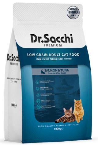 Dr. Sacchi Premium Düşük Tahıllı Somonlu Ve Ton Balıklı Yetişkin Kedi Maması 1 KG | SRC: Barcode: 8690286595059