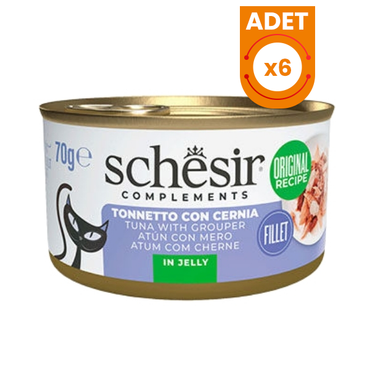 Schesir Tamamlayıcı Jöle İçinde Ton ve Orfoz Balıklı Yetişkin Konserve Kedi Maması
