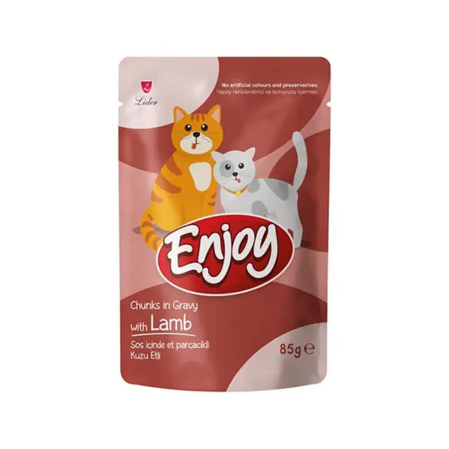 Enjoy Pouch Sos İçinde Et Parçacıklı Kuzu Etli Yetişkin Kedi Konservesi 85 GR TEKLI | SRC: Barcode: 8698995037631