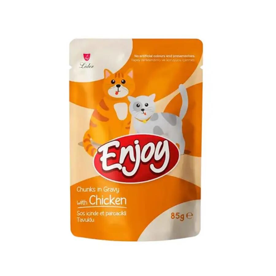 Enjoy Pouch Sos İçinde Et Parçacıklı Tavuklu Yetişkin Kedi Konservesi 85 GR TEKLI | SRC: Barcode: 8698995037648