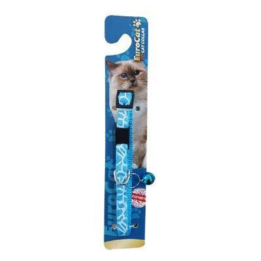Eurocat Çizgi Desenli Çıngıraklı Kedi Boyun Tasması MAVI | SRC: Barcode: 1678000147101