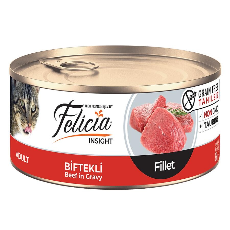 Felicia Tahılsız Parça Etli Biftekli Yetişkin Kedi Konservesi 85 GR | SRC: Barcode: 8681299609079