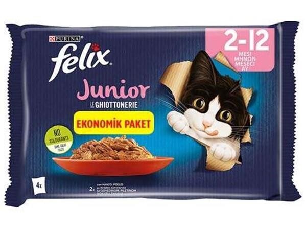 Felix Junior Pouch Ekonomik Paket Tavuklu Yavru Kedi Konservesi 85 GR 4'LÜ | SRC: Barcode: 7613287487711