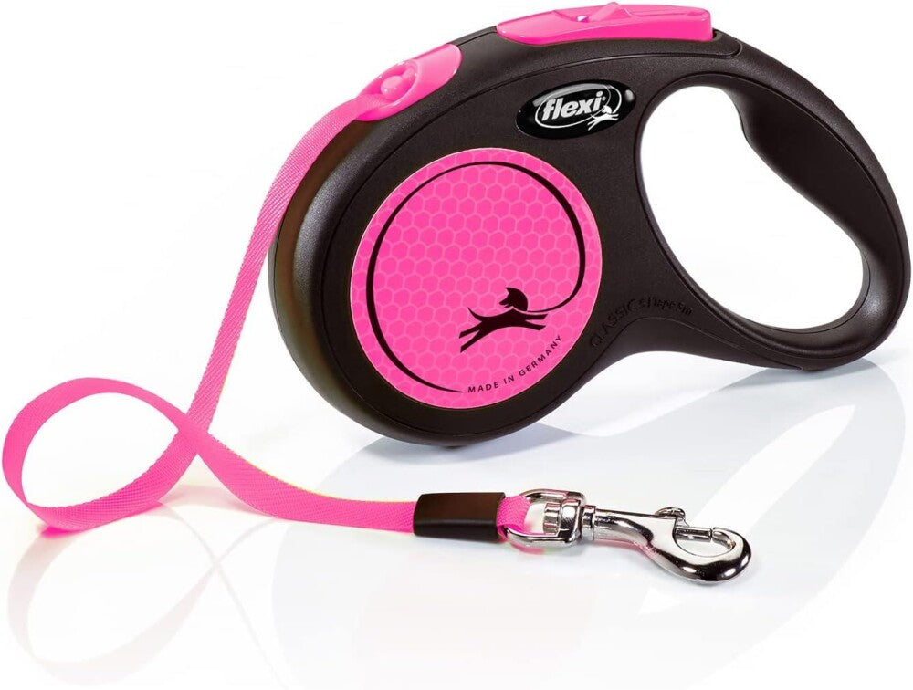 Flexi Neon Şerit Otomatik Köpek Tasması 5 MT PEMBE MEDIUM | SRC: Barcode: 4000498032107