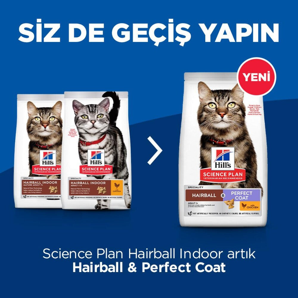 Hill's Science Plan Tüy Yumağı Önleyici Mükemmel Tüyler İçin Tavuklu Kedi Maması 1.5 KG | SRC: Barcode: 052742069302