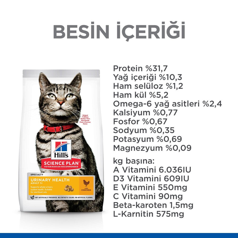 Hill's Science Plan Üriner Sağlık 1 Yetişkin Tavuklu Kedi Maması 1.5 KG | SRC: Barcode: 052742003764
