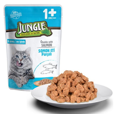 Jungle Pouch Somon Parçalı Yetişkin Kedi Konservesi 100 GR | SRC: Barcode: 8681299013906