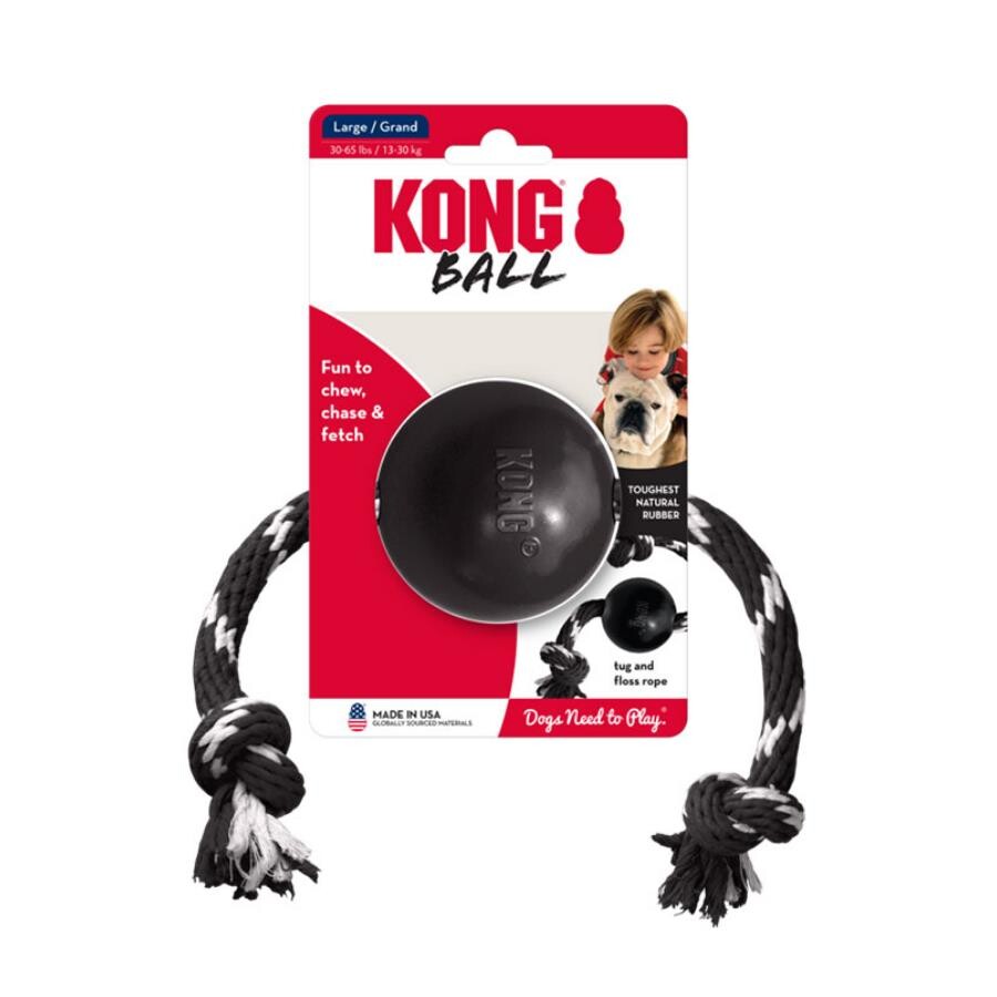 Kong Extreme Top Şeklinde Sesli Ve İp Sallantılı Köpek Oyuncağı Ultra Sert L | SRC: Barcode: 0035585356426