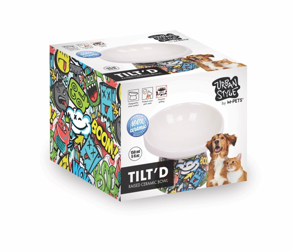 M-pets Urban Style Tilted Eğimli Seramik Mama Kabı 150 ML | SRC: Barcode: 6953182748748