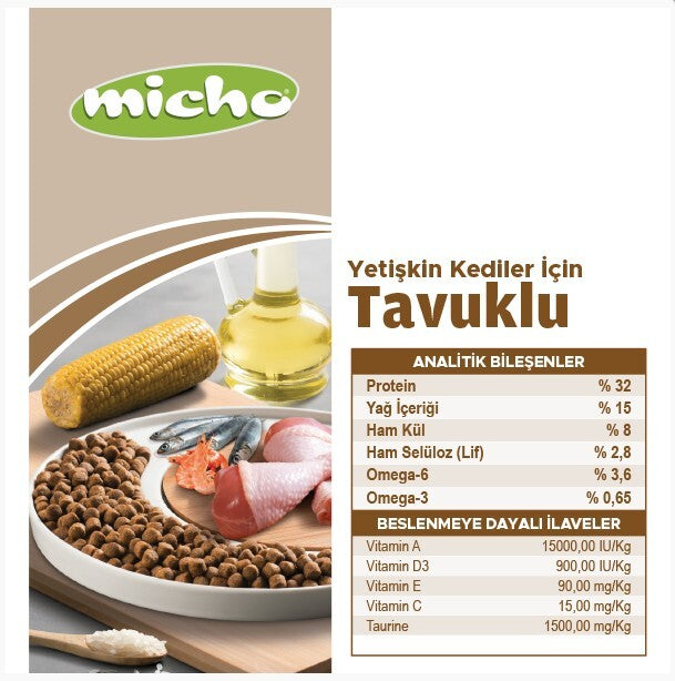Micho Tavuklu Hamsili Yetişkin Kedi Maması 15 KG | SRC: Barcode: 8694686405321