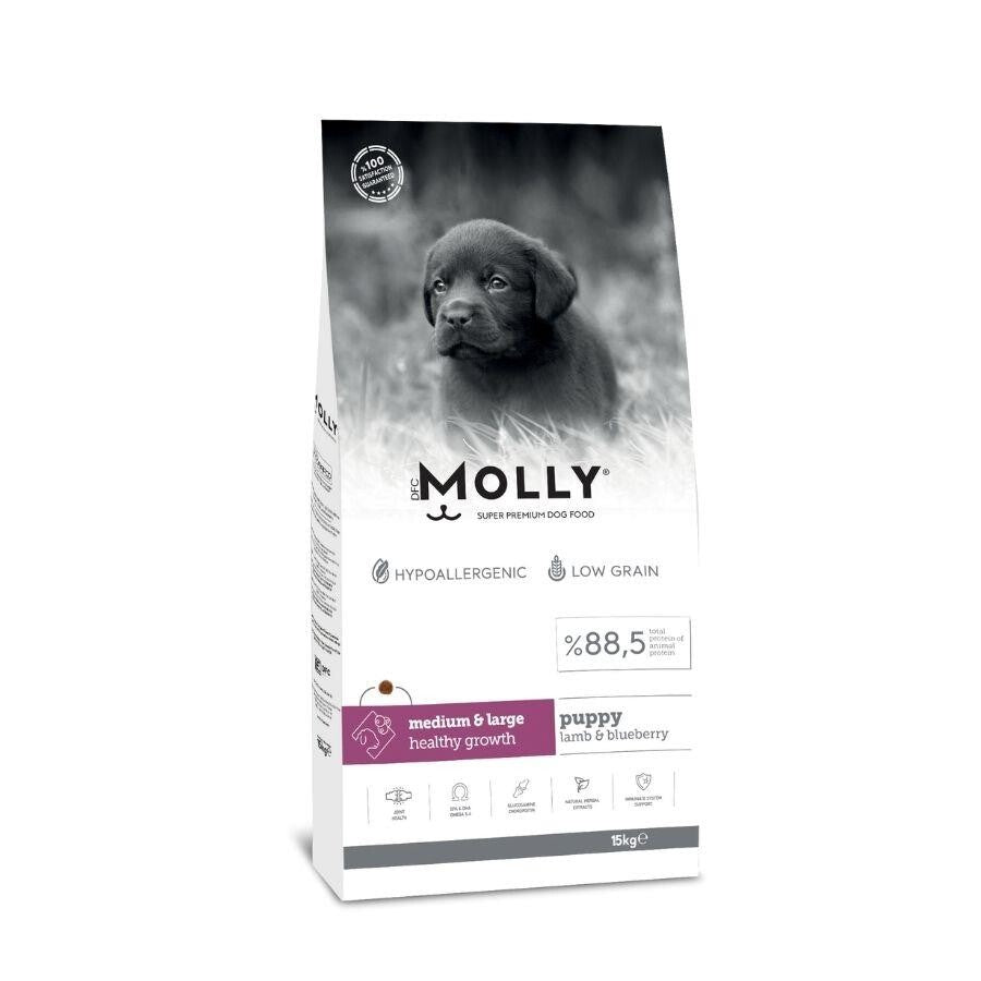 Molly Düşük Tahıllı Hypoallergenic Kuzulu Ve Yaban Mersinli Orta Ve Büyük Irk Yavru Köpek Maması 15 KG | SRC: Barcode: 8680542870860