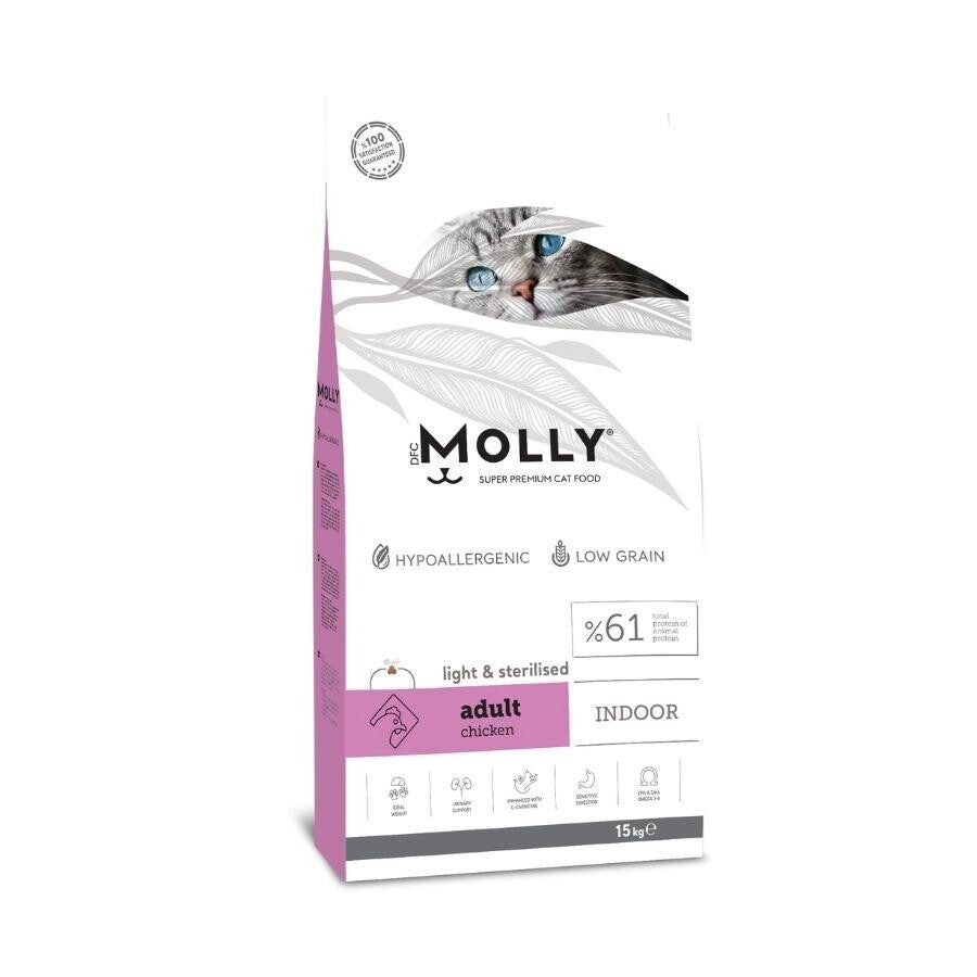 Molly Düşük Tahıllı Hypoallergenic Tavuklu Light Kısırlaştırılmış Yetişkin Kedi Maması 15 KG | SRC: Barcode: 8680542870105