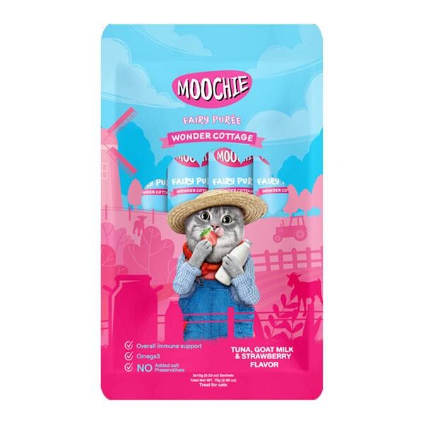 Moochie Creamy Çilekli Ve Keçi Sütlü Sıvı Krema Kedi Ödülü 5X15 GR | SRC: Barcode: 8859710201755