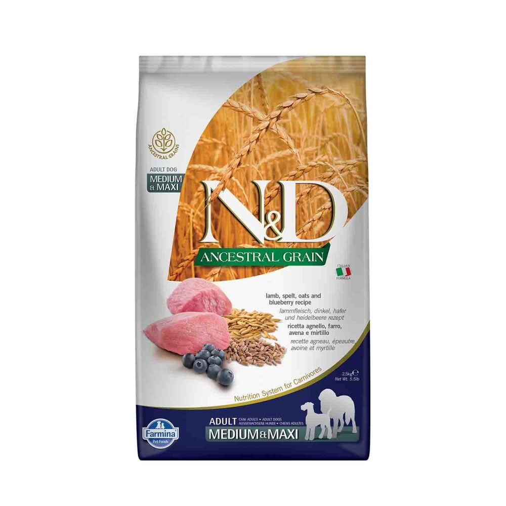 N&d Düşük Tahıllı Kuzu Etli Yaban Mersinli Orta Ve Büyük Irk Yetişkin Köpek Maması 2.5 KG | SRC: Barcode: 8010276036278