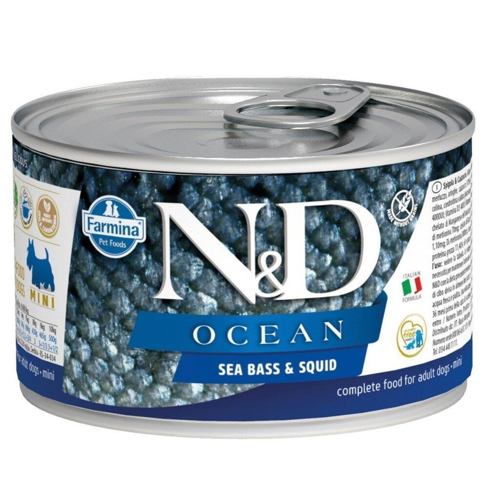 N&d Ocean Mini Levrek Ve Mürekkep Balıklı Yetişkin Köpek Konservesi 140 GR | SRC: Barcode: 8606014102239