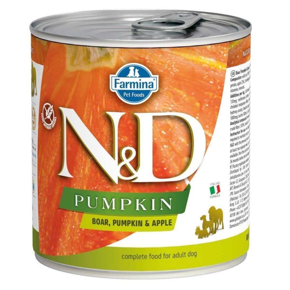 N&d Pumpkin Balkabaklı Tahılsız Yaban Domuzu Ve Elmalı Yetişkin Köpek Konservesi 285 GR | SRC: Barcode: 8606014102543