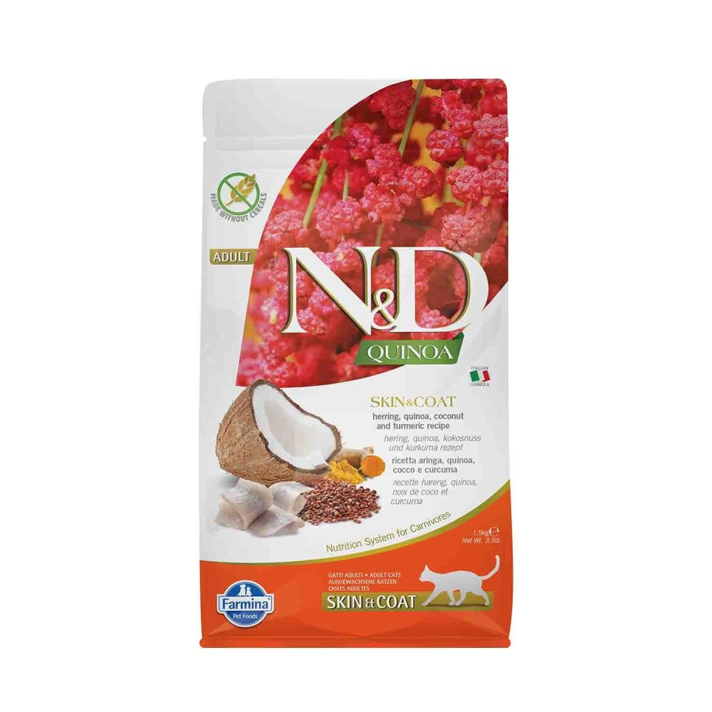 N&d Quinoa Tahılsız Skin & Coat Ringa Balıklı Yetişkin Kedi Maması 1.5 KG | SRC: Barcode: 8010276035813