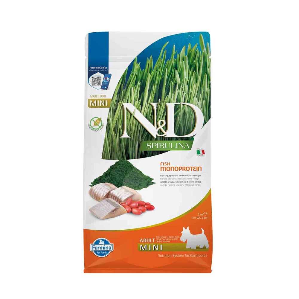 N&d Spirulina Takviyeli Tahılsız Ringa Balıklı Küçük Irk Yetişkin Köpek Maması 2 KG | SRC: Barcode: 8010276041098