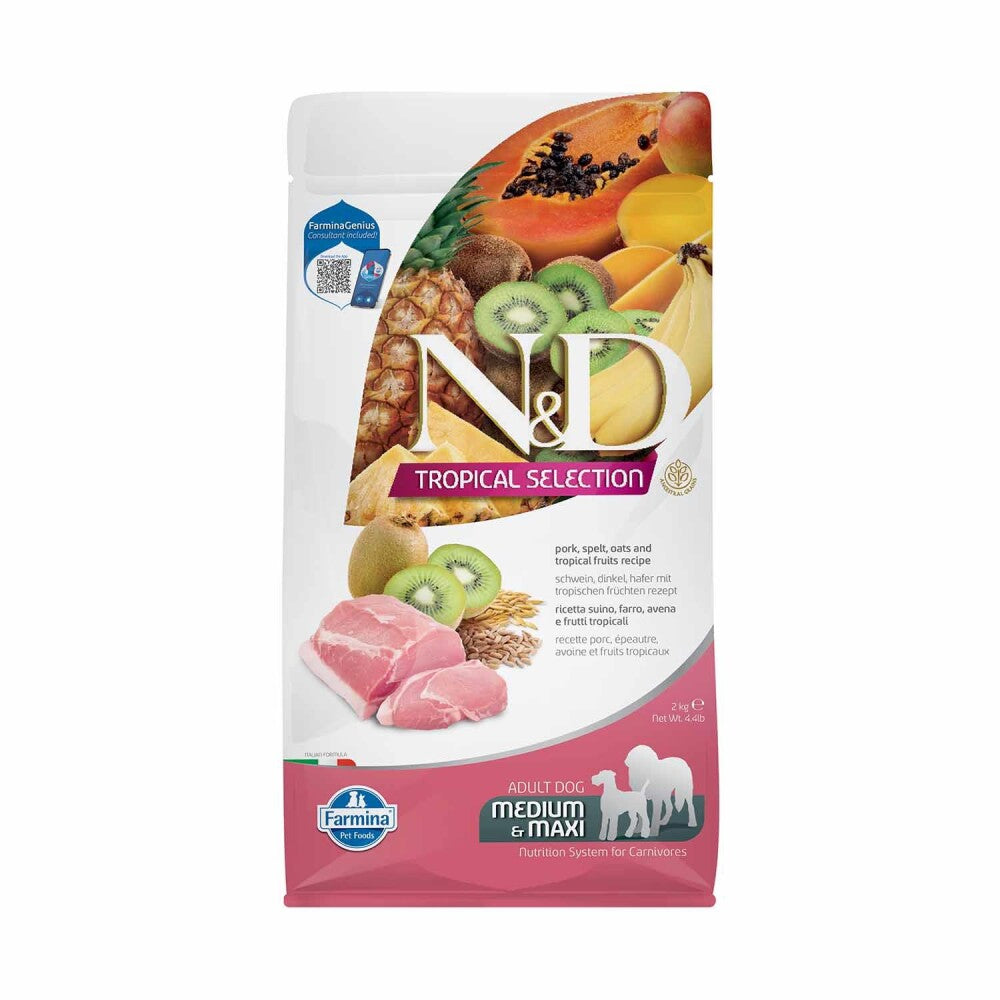 N&d Tropical Selection Düşük Tahıllı Domuz Etli Ve Tropikal Meyveli Orta Ve Büyük Irk Yetişkin Köpek Maması 2 KG | SRC: Barcode: 8010276042293