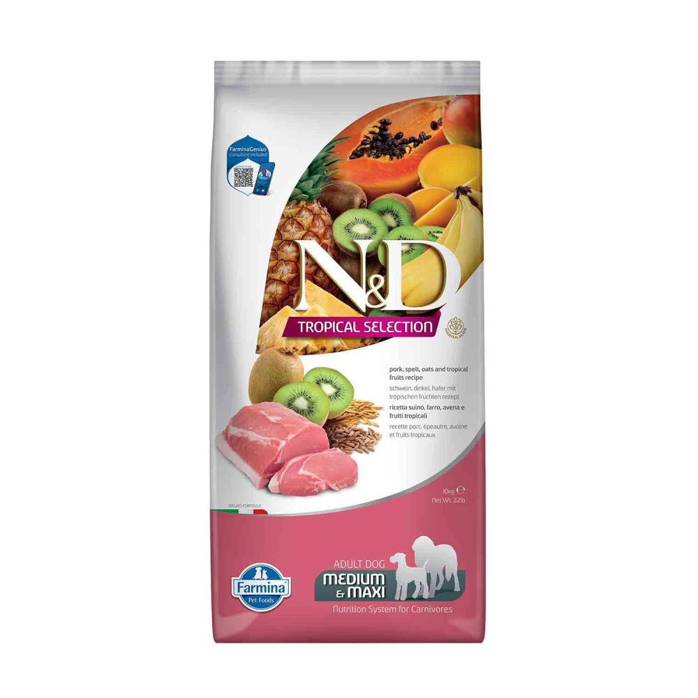 N&d Tropical Selection Düşük Tahıllı Domuzlu Ve Tropikal Meyveli Orta Ve Büyük Irk Yetişkin Köpek Maması 10 KG | SRC: Barcode: 8010276042309