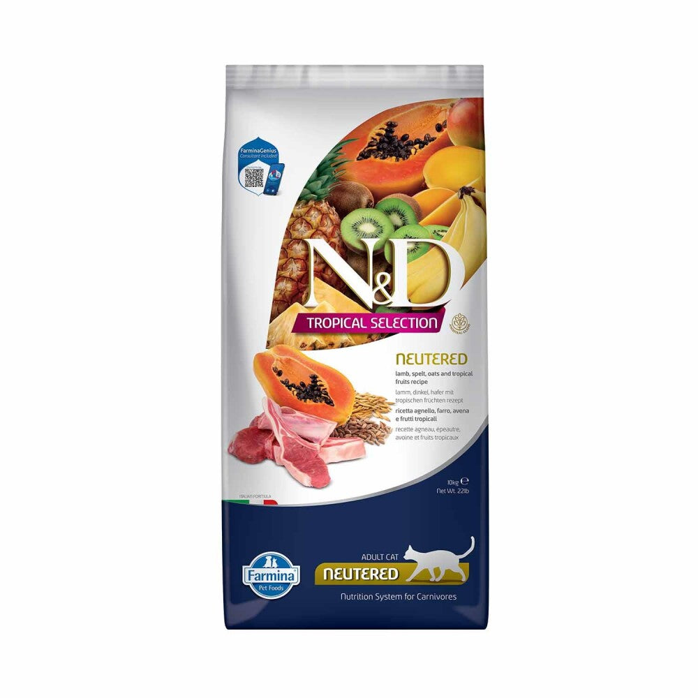 N&d Tropical Selection Düşük Tahıllı Kuzu Etli Ve Tropikal Meyveli Kısırlaştırılmış Kedi Maması 10 KG | SRC: Barcode: 8010276042149