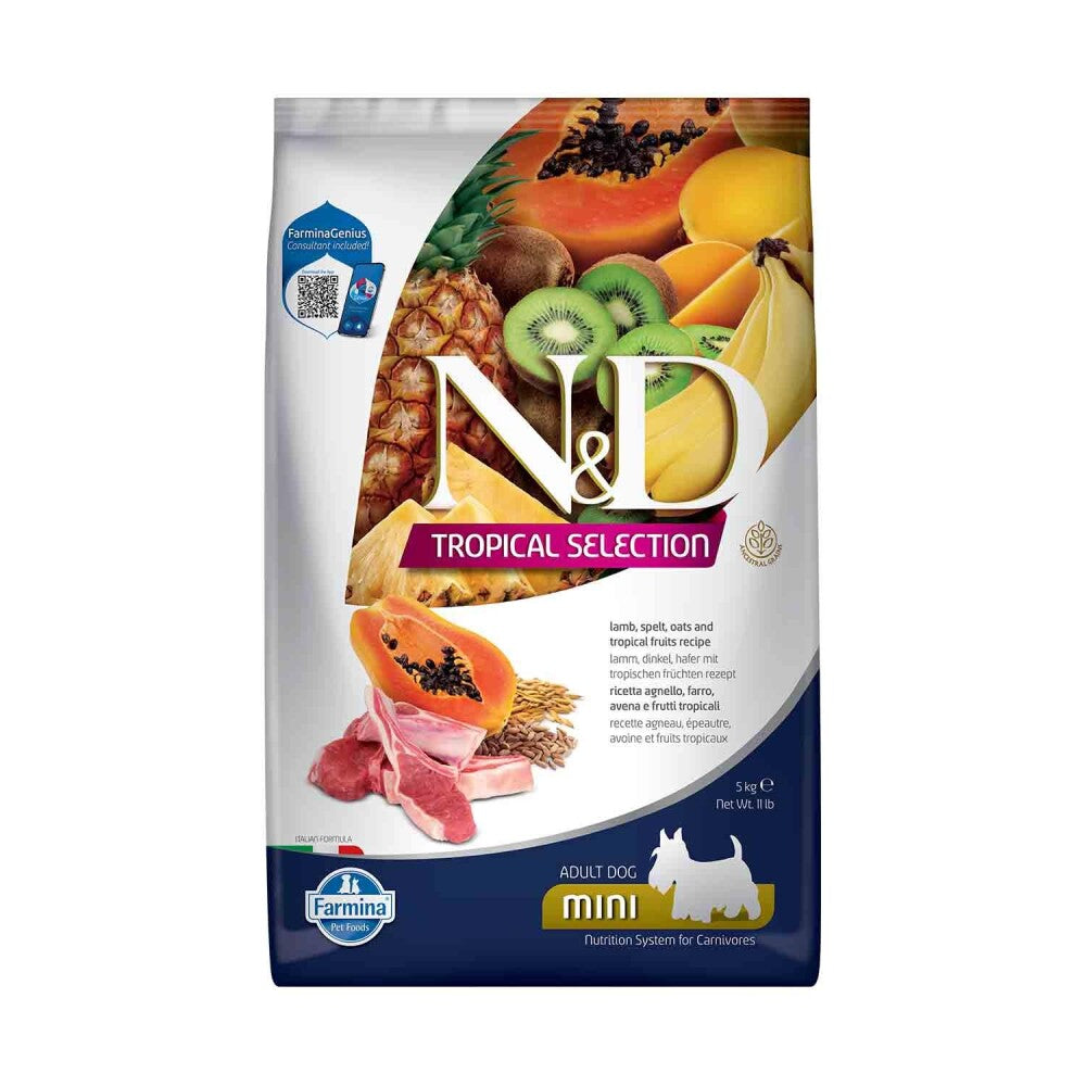 N&d Tropical Selection Düşük Tahıllı Kuzu Etli Ve Tropikal Meyveli Küçük Irk Yetişkin Köpek Maması 5 KG | SRC: Barcode: 8010276042323
