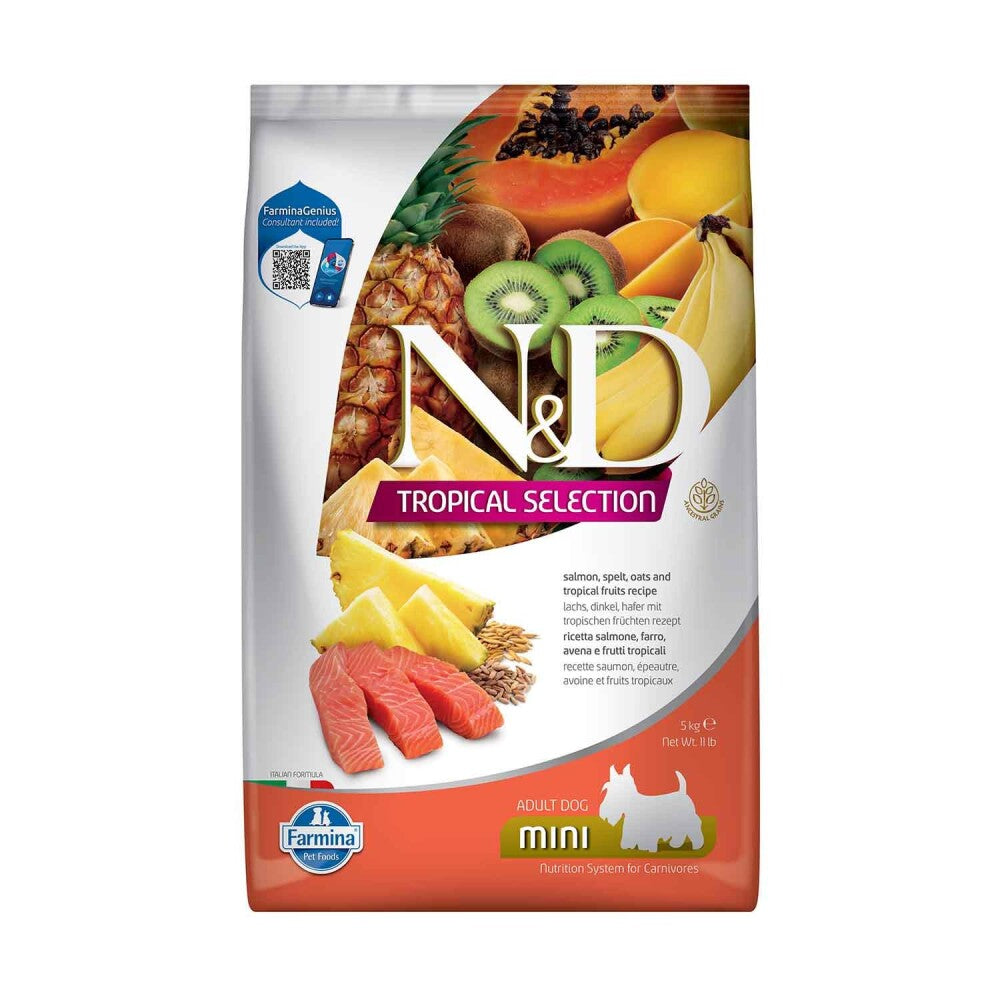 N&d Tropical Selection Düşük Tahıllı Somonlu Ve Tropikal Meyveli Küçük Irk Yetişkin Köpek Maması 5 KG | SRC: Barcode: 8010276042361