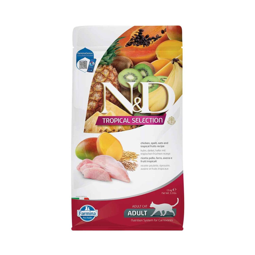 N&d Tropical Selection Düşük Tahıllı Tavuklu Ve Tropikal Meyveli Yetişkin Kedi Maması 1.5 KG | SRC: Barcode: 8010276042163