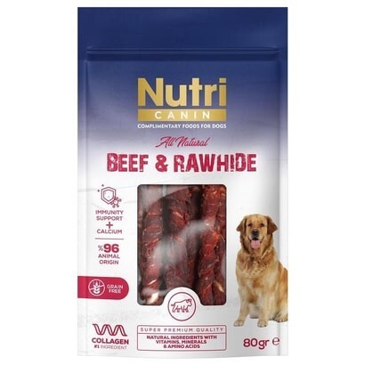 Nutri Canin Sığır Etli Sargılı Kemik Köpek Ödülü 80 GR SMALL | SRC: Barcode: 8699310420589