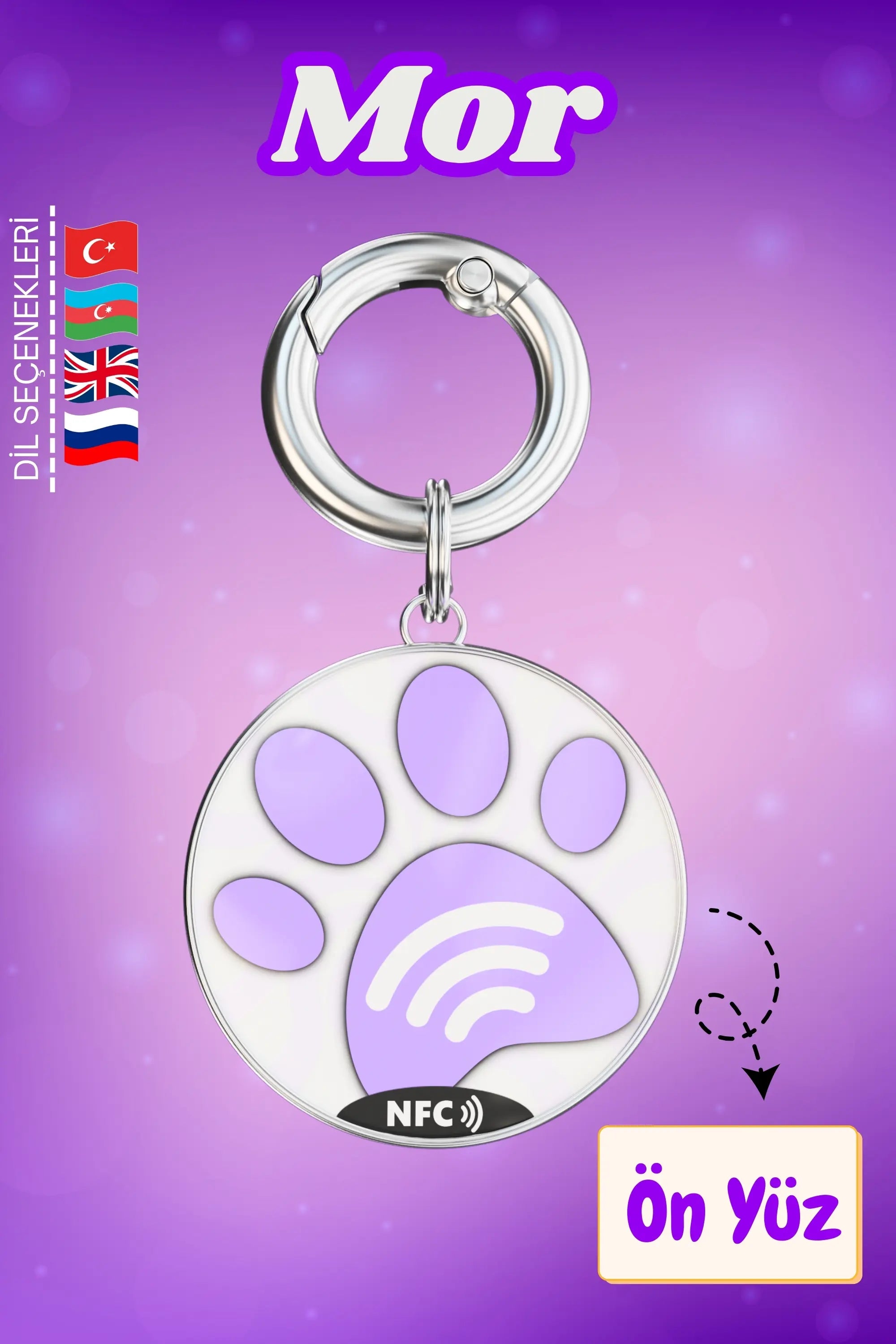Petkay Kediler İçin Akıllı Künye, NFC Dijital İsimlik ve Tasma Künyesi QR Kod Künye Paslanmaz Çelik Mor Mor | SRC: Barcode: 869120826064.0