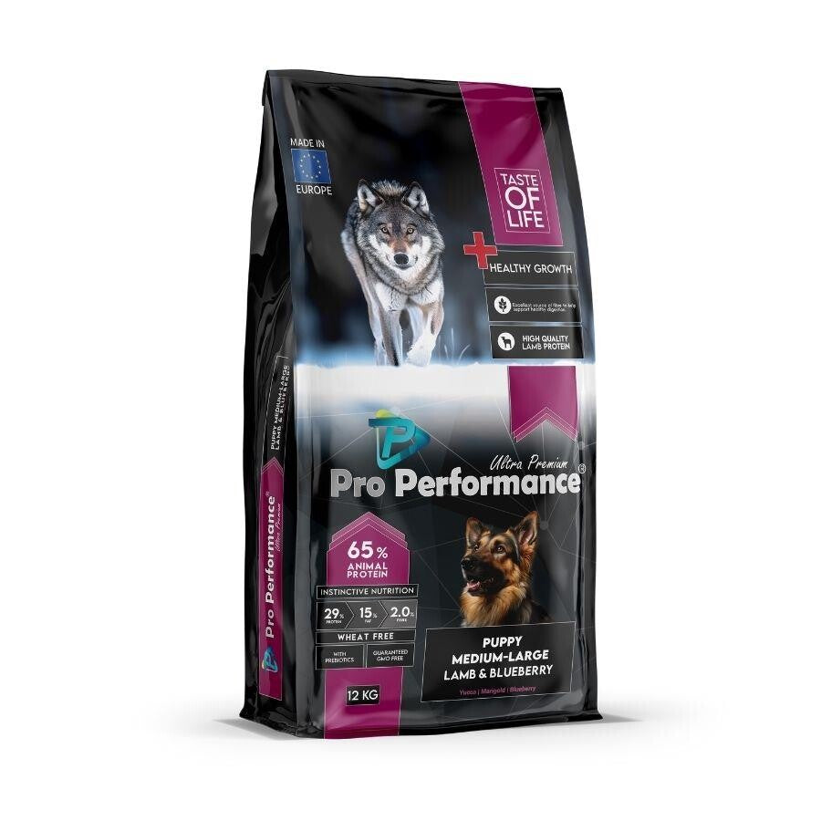 Pro Performance Ultra Premium Orta Ve Büyük Irklar İçin Kuzulu Ve Yaban Mersinli Yavru Köpek Maması 12 KG | SRC: Barcode: 8682328740138