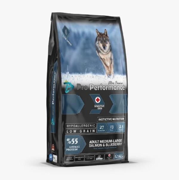 Pro Performance Ultra Premium Orta Ve Büyük Irklar İçin Somonlu Ve Yaban Mersinli Yetişkin Köpek Maması 12 KG | SRC: Barcode: 8682328740114