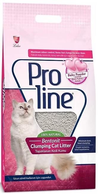 Proline Bebek Pudralı İnce Taneli Topaklanan Bentonit Kedi Kumu 20 LT | SRC: Barcode: 8698995030137
