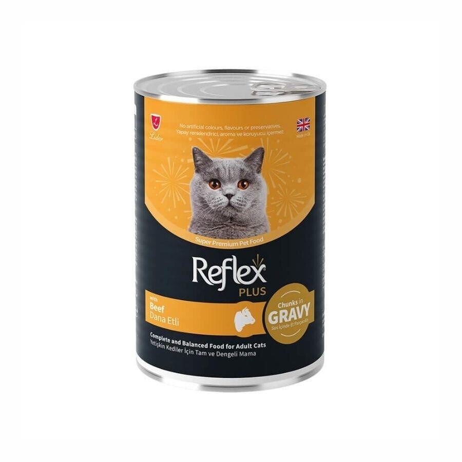 Reflex Plus Sos İçinde Et Parçacıklı Dana Etli Yetişkin Kedi Konservesi 400 GR TEKLI | SRC: Barcode: 8698995032605