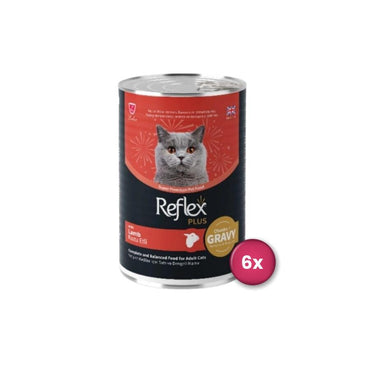 Reflex Plus Sos İçinde Et Parçacıklı Kuzulu Yetişkin Kedi Konservesi 400 GR 6 ADET | SRC: Barcode: 8698995036573-6