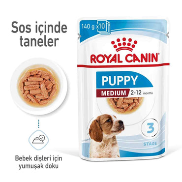 Royal Canin Medium Puppy Orta Irk Yavru Köpekler İçin Parça Etli Konserve Mama 140 GR TEKLI | SRC: Barcode: 9003579008331