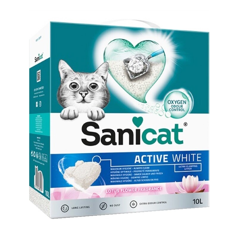 Sanicat Active Lotus Flower Topaklaşan Bentonit Kedi Kumu 10 LT WHITE | SRC: Barcode: 8411514805579
