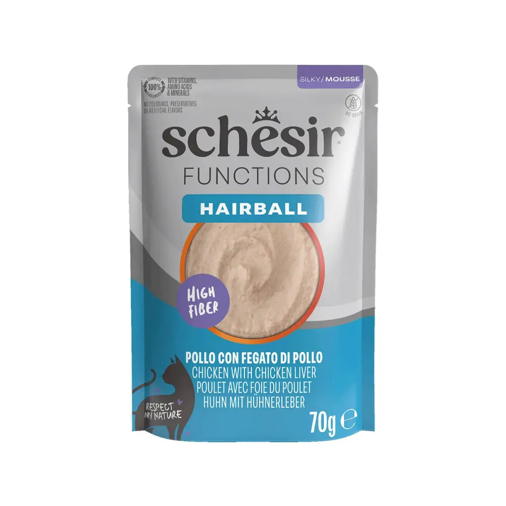 Schesir Functions Tüy Yumaklarını Önleyen Tavuk Ve Tavuk Ciğerli Pouch Yetişkin Kedi Konservesi | SRC: Barcode: 8005852113047